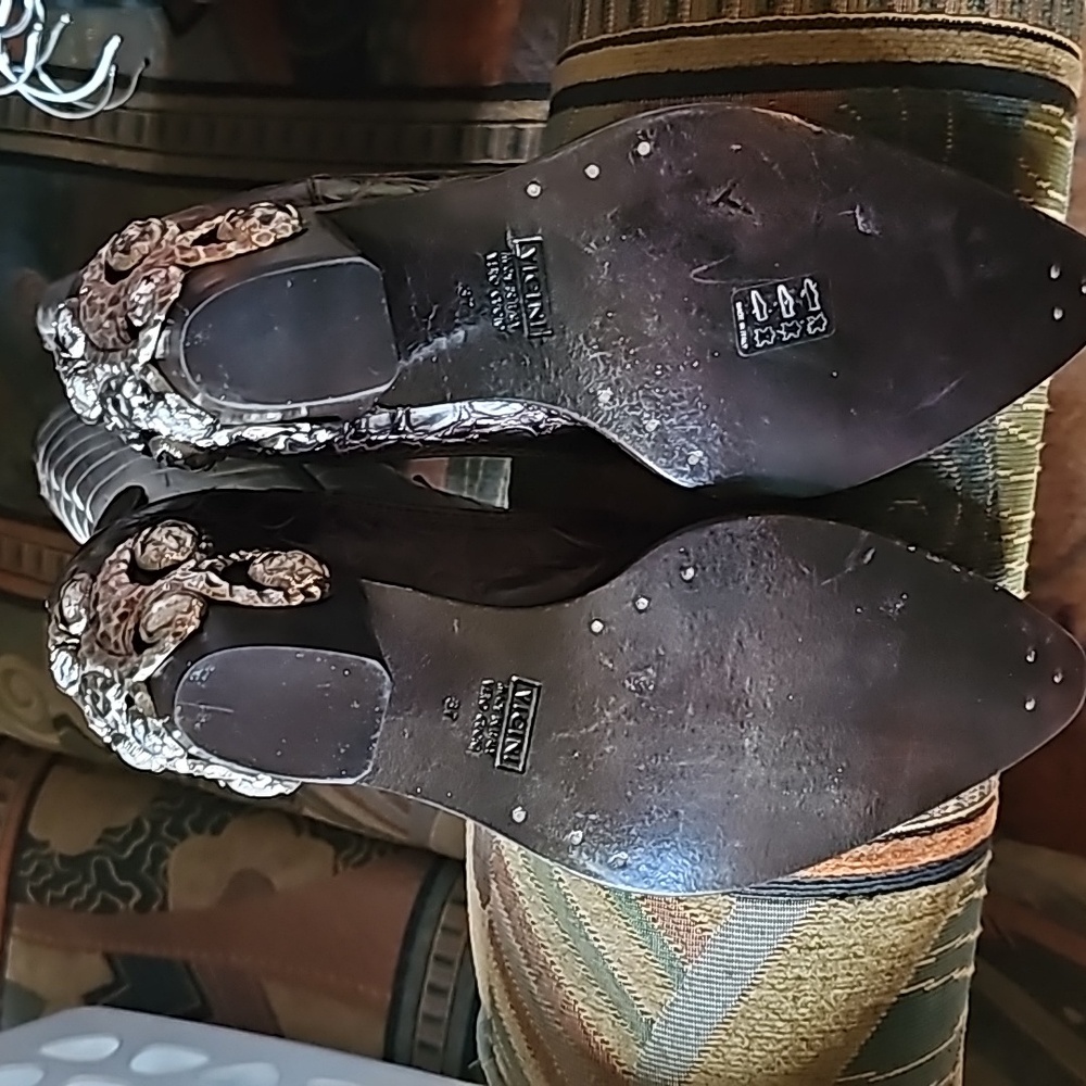 GIUSEPPE ZANOTTI DESIGN EMBELLISHED SILVER METALLIC & BROWN CROC BOOT! 7M - NIB! - Picture 3 of 9